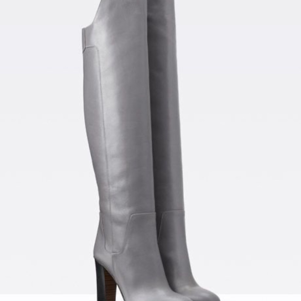 Vince Dempsey Over the Knee Block Heel Boots - Grey